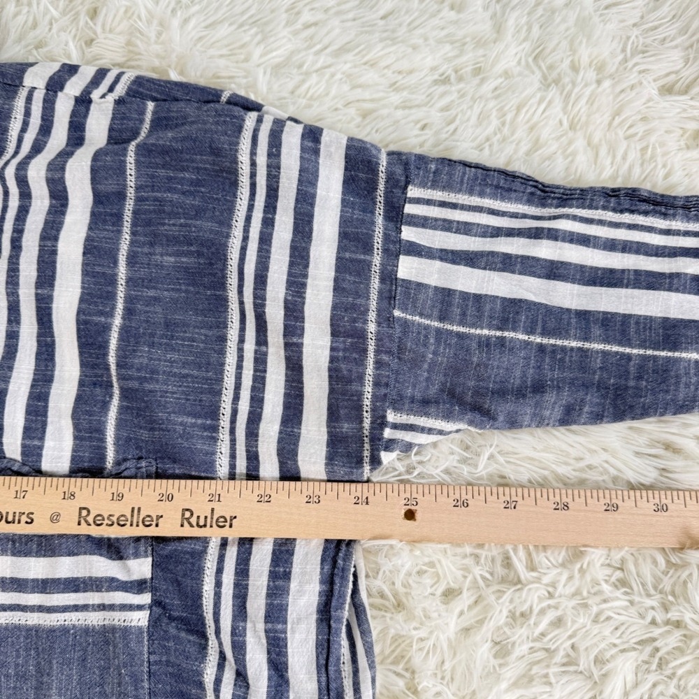 Lucky Brand Womens Blue White Striped Cotton Henley Top Long Sleeve Size Large - Picture 4 of 11